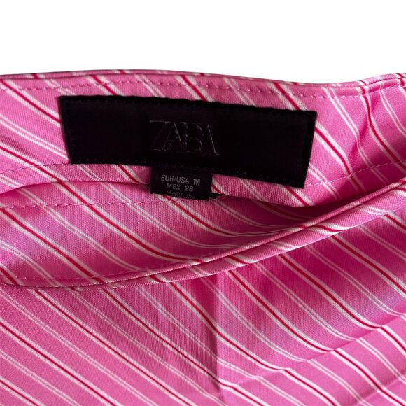 ZARA Striped Satin Midi Skirt Pink Size M | Mid-Rise, Elastic Waist, Satin NWT - Picture 6 of 11